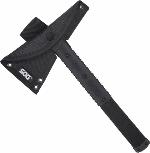 Miniatura 7 de SOG Survival Hawk - Hacha táctica de exterior especializada, iniciador de fuego, sacaclavos, martillo, hoja multiusos con mango recubierto