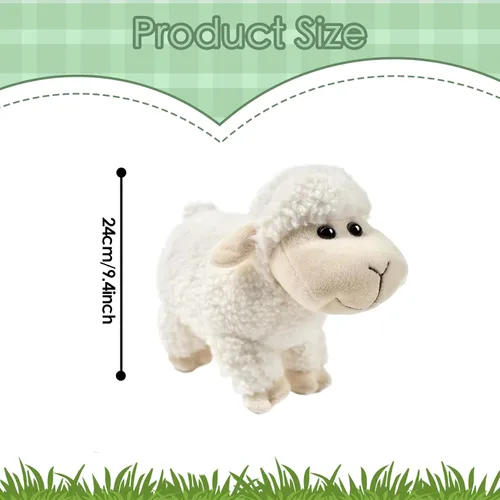 Miniatura 2 de Tiny Heart Peluche de oveja, juguete de peluche, cordero suave, regalo de cumpleaños para niños y niñas, juguetes de cordero blanco (de pie)