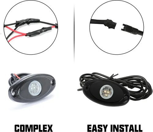Miniatura 2 de SUNPIE 8 cápsulas de luces de roca de conexión rápida azul, cables de extensión de 4M para cada luz, 3 chips de alta potencia, almohadillas