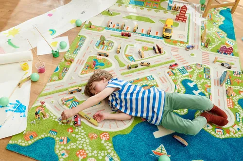 Miniatura 9 de IVI Mini City - Alfombra educativa de 59 pulgadas de largo x 39 pulgadas de ancho para dormitorio, sala de juegos o sala
