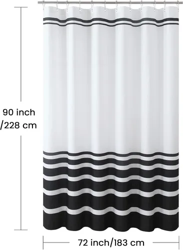 Miniatura 156 de Cortinas de Ducha Negras, Cortinas de Ducha de Poliéster Impermeable con Rayas Horizontales Degradadas en Blanco y Negro Modernas para Baño, 72x72