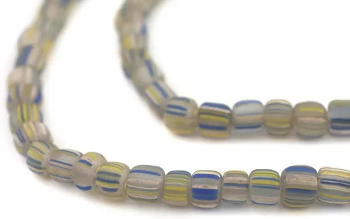 Miniatura 12 de The Bead Chest Cuentas de grosella espinosa de Java - Hilo completo de cuentas de vidrio a rayas (azul, 0.157 in)