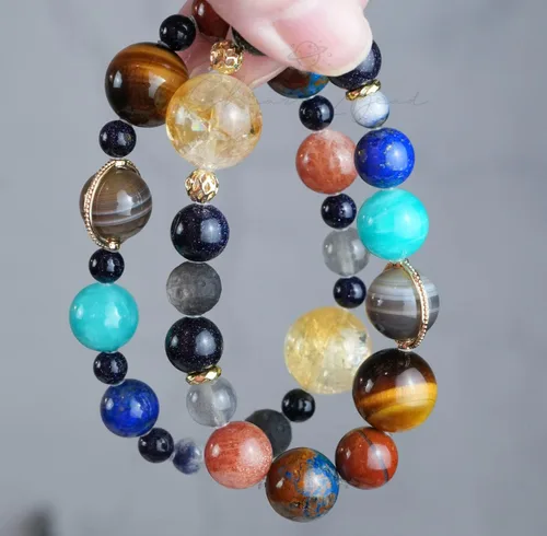 Miniatura 66 de Precious Gemstone Natural Crystal Healing Bracelet, Rutilated Quartz, Moonstone, Quartz Handmade Original Design Bracelet