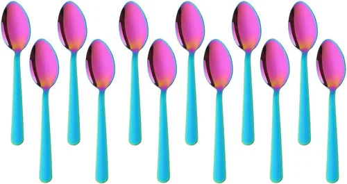 Miniatura 11 de Juego de 12 cucharas de café Demitasse de acero inoxidable, mini cuchara de 4.5 pulgadas, pequeñas cucharas de espresso para café, azúcar, postre