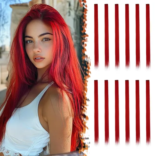 Miniatura 14 de BARSDAR Extensiones de cabello negro con clip, extensiones de cabello con clip de color para mujer, 22 pulgadas, 12 piezas, extensiones sintéticas