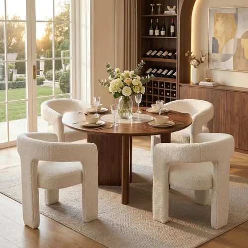 Miniatura 24 de HNY Silla moderna de cocina y comedor de estilo barril, silla de acento tapizada en cuero sintético PU con brazo, silla de lado de 47 cm de ancho