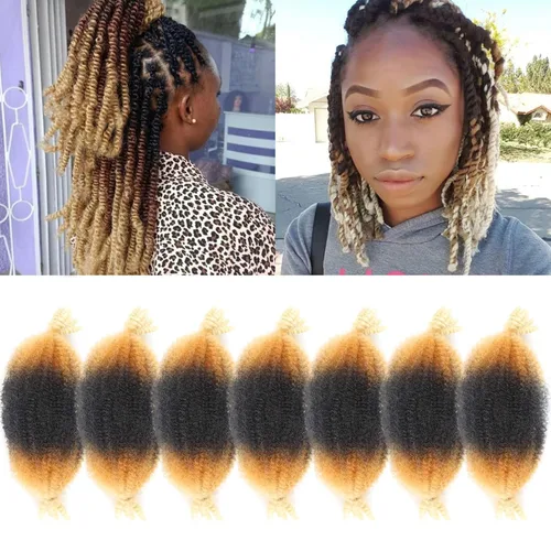 Miniatura 19 de 3 paquetes de cabello trenzado Marley Twist de 8 pulgadas, cabello afro twist elástico preseparado para rastas suaves de imitación, cabello