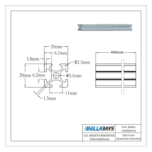 Miniatura 3 de BELLA BAYS 4 unids 15.75 pulgadas 15.748 in 2020 ranura T perfil de extrusión de aluminio estándar europeo anodizado negro extruido lineal guía