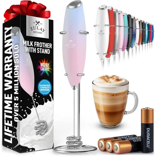 Miniatura 337 de Zulay Milk Boss Espumador de leche potente manual, hace espuma para latte, batidor para mezclar bebidas, café, miniespumador para capuchino, frappé