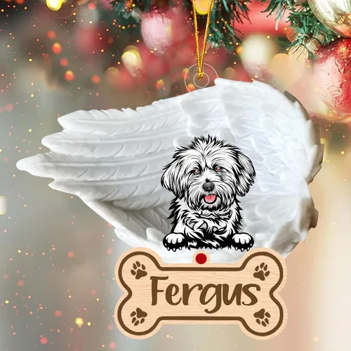 Miniatura 14 de Adorno de perro afgano de 1 ángel, adorno acrílico 2D personalizado conmemorativo para perros, regalo por pérdida de mascotas, regalo