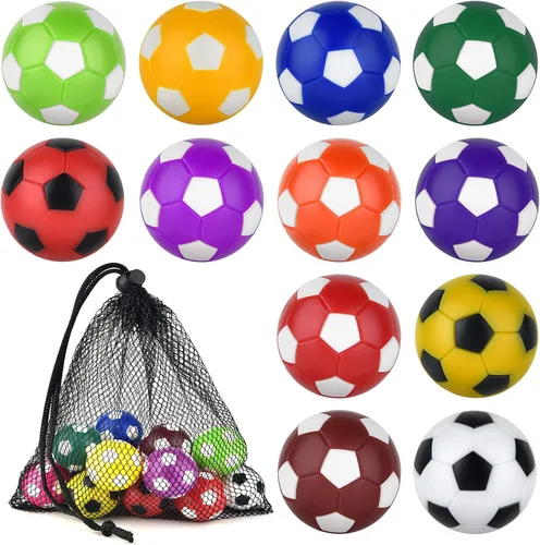 Coopay 12 pelotas de futbolín de 1.41 pulgadas (1.417 in), pelotas de repuesto de fútbol de mesa, multicolor, oficiales, con una bolsa de cordón