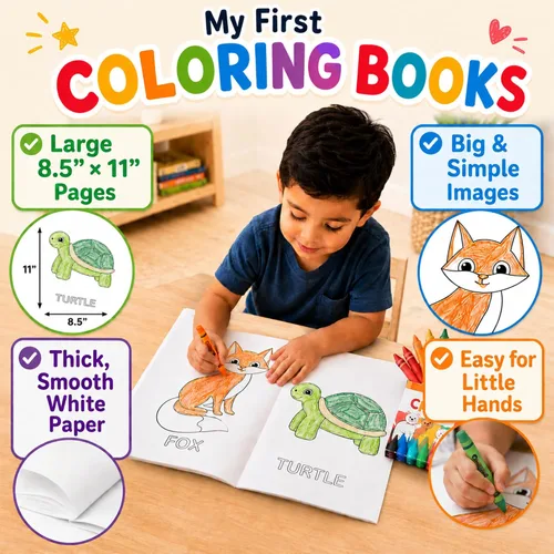 Miniatura 3 de TOYVENTIVE Libros para colorear y crayones para niños pequeños, juguetes y regalos de cumpleaños para niñas de 1 +, 2, 3, 4 años, niños pequeños