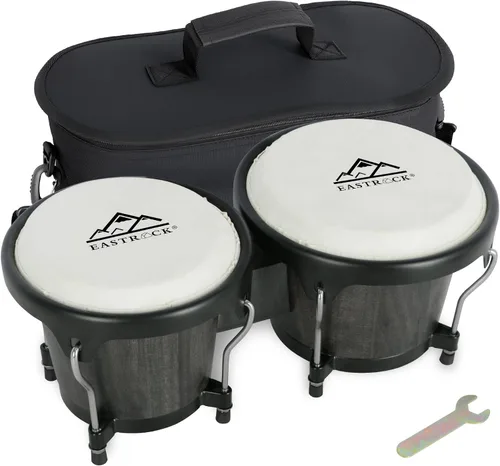 EASTROCK Juego de tambor Bongo de 6 y 7 pulgadas para principiantes, estudiantes, adultos, profesionales, cabezas de piel de animales naturales,