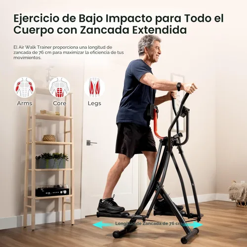 Miniatura 2 de Sunny Health & Fitness Foldable Air Walk Elliptical, 30" inch Long Stride Glide Exercise Full-Body Cardio Cross Smart Trainer for Home Office