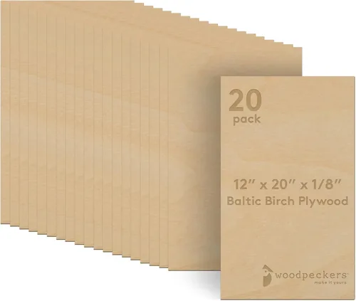 Miniatura 12 de Woodpeckers - Madera contrachapada de abedul báltico, 1/8 x 12 x 20 pulgadas, paquete de 50 hojas de abedul báltico de grado B/BB, perfectas