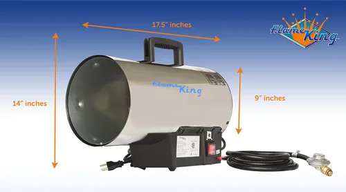 Miniatura 4 de Flame King Calentador de aire forzado de propano portátil de 60,000 BTU para exteriores, ideal para trabajo, construcción, garaje, patio, acero