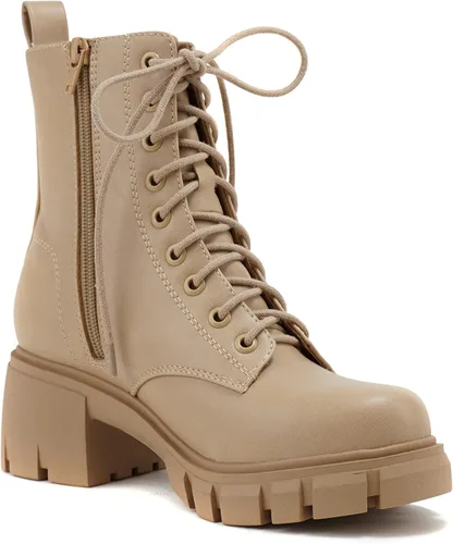 Miniatura 4 de Soda TUNDRA Botines de combate de moda con suela de lengüeta para mujer con cremallera lateral