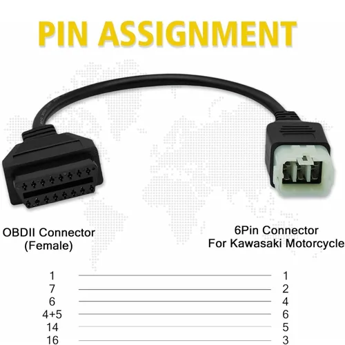 Miniatura 5 de OBDII Cable de diagnóstico OBD de 6 pines a 16 pines Motorrad 6 Pin Adaptador de motocicleta Moto Connect compatible para Kawasaki Moto Fit