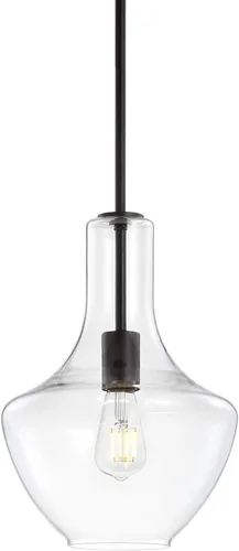 JONATHAN Y JYL6400B Watts Colgante LED de Vidrio/Metal de 10.5" Estilo Granja Contemporáneo Regulable Comedor Sala de Estar Cocina Vestíbulo Bronce