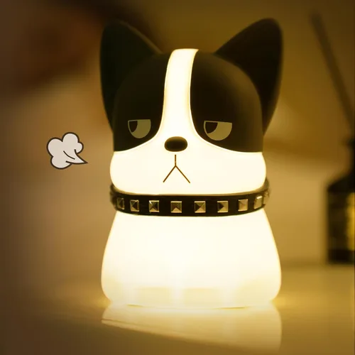 Miniatura 20 de Luz nocturna LED de gato, 16 colores regulables para guardería, luz nocturna kawaii, súper blanda de silicona recargable por USB, lámpara de noche