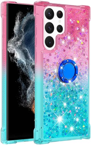 Miniatura 3 de Funda para Samsung Galaxy S22 Ultra, Gradient Quicksand Series Glitter Bling Flowing Liquid Flotante TPU Bumper Cushion Reforzado Corners Women