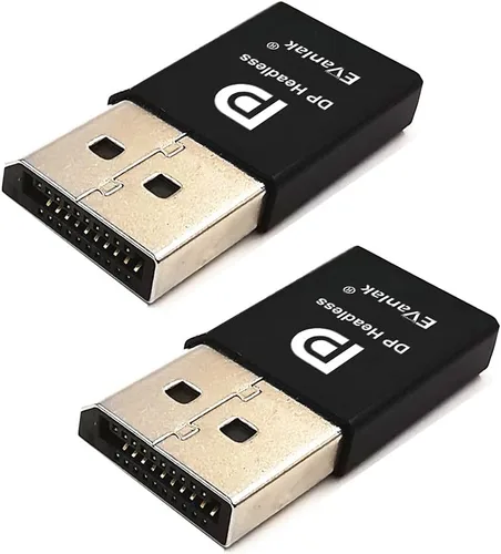 EVanlak DispalyPort - Emulador de pantalla fantasma sin cabeza para PC 4K DP Dummy Plug (ajuste sin cabeza 1080@60Hzz-3840x2160@17hz)-Paquete de 2