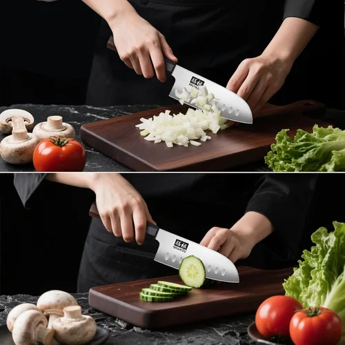 Miniatura 7 de SHAN ZU - Cuchillo Santoku de 5 pulgadas para manos pequeñas, cuchillo de cocina japonés de acero de alto carbono, cuchillos de chef afilados