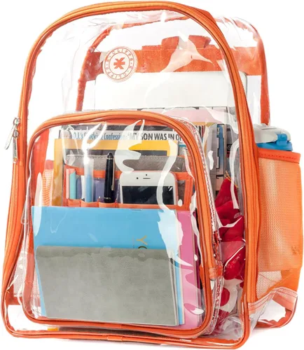 Miniatura 12 de K-Cliffs Large Transparent Backpack Clear Heavy Duty School Bag Durable Student Bookbag See Through Vinyl Daypack Workbag