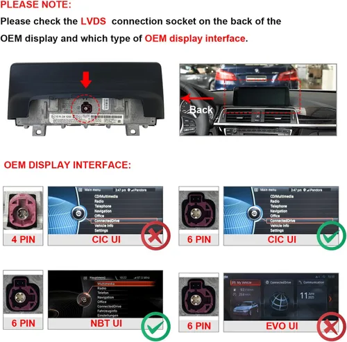 Miniatura 6 de PEMP Pantalla Linux para BMW Serie 3 F30 Sistema NBT CIC, Soporta CarPlay Inalámbrico y Android Auto con una Cámara de Reversa AHD de 720P 2012-2017