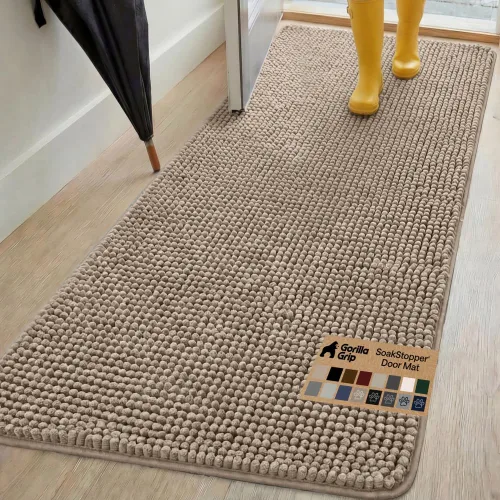 Miniatura 94 de GORILLA GRIP SOAKSTOPPER - Tapete para puerta de perro, 30 x 20 pulgadas, lavable a máquina, absorbente, captura la humedad, barro, suciedad, Negro