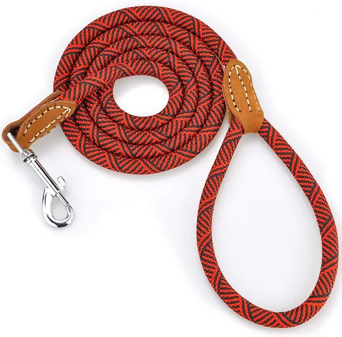 Miniatura 29 de Mile High Life Correa para perro de cuero premium Correa de cuerda resistente Asa de cuero Cierre fuerte de aleación de zinc Perros Mango