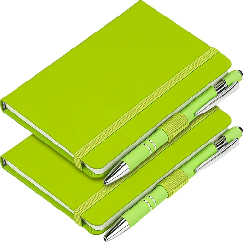Miniatura 8 de Paquete de 2 cuadernos de bolsillo con 2 bolígrafos negros, de 3.7 x 5.5 pulgadas, pequeños diarios en blanco de tapa dura con soporte para Rojo