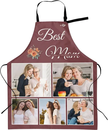 Miniatura 22 de Delantales personalizados con dos bolsillos para mujeres y hombres, delantales personalizados impresos con texto fotográfico para cocinero de cocina