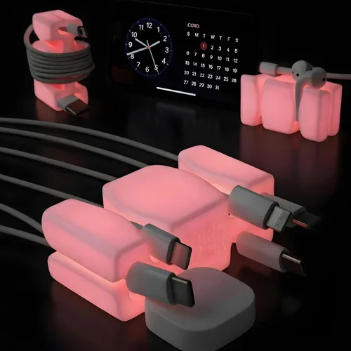 Miniatura 11 de CordBrick Soporte de cable ponderado de silicona y acero para mesita de noche. Organizador de cargador de teléfono de viaje. Accesorio útil