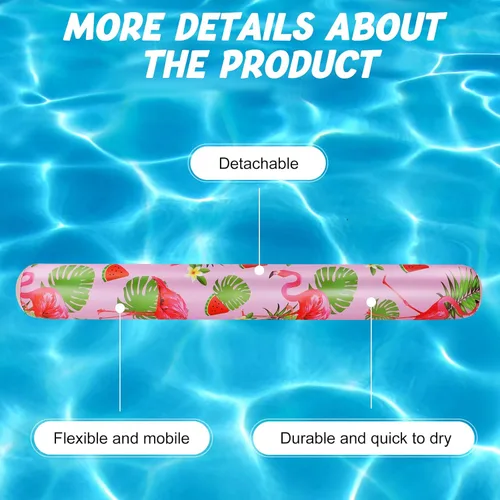 Miniatura 3 de Karenhi Paquete de 4 fideos inflables para piscina, flamenco, hoja de palmera, jumbo, flotadores inflables tropicales hawaianos para fiesta acuática