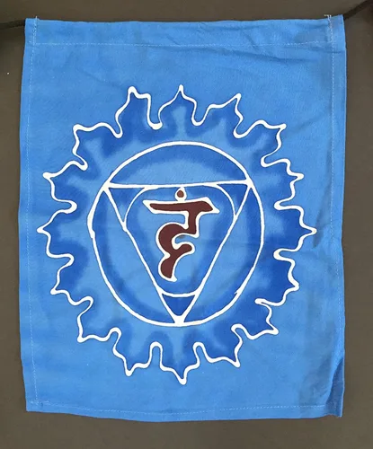 Miniatura 7 de Bandera tibetana de oración de chakras para colgar en la pared, decoración de meditación de yoga con 7 chakras, pintada con batik, tamaño XLG