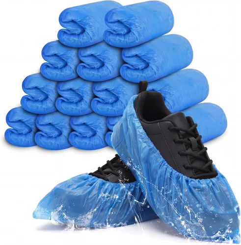 Vabean 200 fundas desechables para zapatos, cubierta para botas, impermeables, antideslizantes, para interiores, alfombras, suelos y lugares de Azul