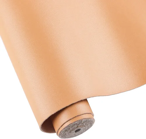 Hojas de cuero sintético para manualidades, un rollo de superficie lisa, hojas de tela de cuero de 12 x 53 pulgadas (11.8 in x 53.1 in) pulgadas,