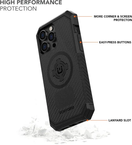 Miniatura 3 de Rokform - Funda resistente compatible con iPhone 14 Pro Max con doble imán y MagSafe + kit de 2 protectores de pantalla (transparente)