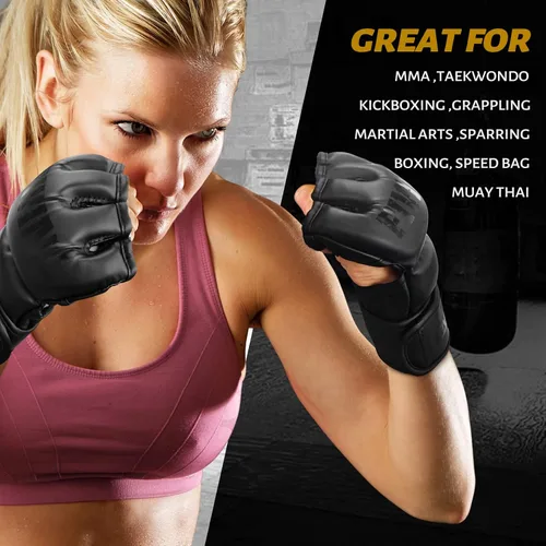 Miniatura 6 de Guantes MMA para hombres y mujeres, guantes de boxeo para saco de boxeo, sparring, entrenamiento, muay thai, artes marciales, guantes de kickboxing