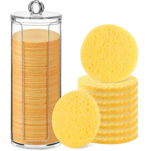 Miniatura 7 de 120 esponjas faciales comprimidas, exfoliantes faciales naturales, esponjas faciales desechables para limpieza, almohadillas faciales redondas