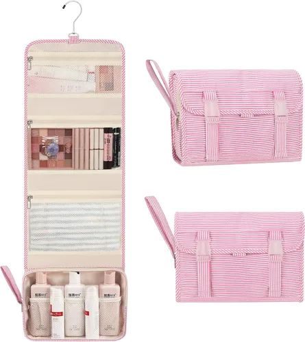 Miniatura 22 de Pequeña bolsa de aseo colgante para hombres y mujeres, organizador colgante portátil para kit de ducha de tamaño de viaje, accesorios de maquillaje