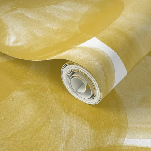 Miniatura 2 de Papel tapiz para despegar y pegar, acuarela mostaza, amarillo, dorado, lunares, geométricos, círculos audaces, redondo, papel tapiz extraíble