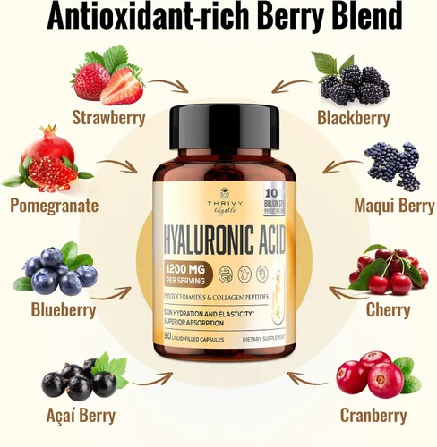 Miniatura 3 de Cápsulas de ácido hialurónico 19 en 1 – Ácido Hylunárico 1200 mg, con péptidos de colágeno, vitamina C, fitoceramidas – para piel, ojos