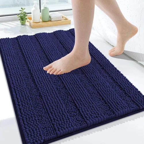 Miniatura 54 de Grandaily Alfombras de baño de felpilla a rayas de 24 x 16 pulgadas, extra gruesas y suaves, absorbentes, parte trasera de goma, alfombra de ducha