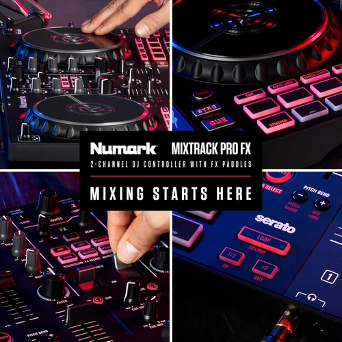 Miniatura 7 de Numark Mixtrack Pro FX Controlador Serato DJ con 2 cubiertas, mezclador, palas de efectos e interfaz de audio