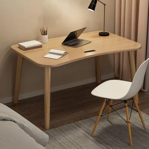 Miniatura 23 de Escritorio de estudio de oficina contemporáneo, escritorio contemporáneo para computadora, escritorio de trabajo con patas de madera, blanco, sin