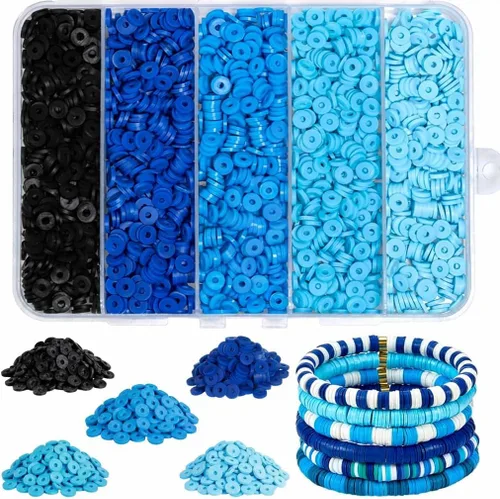 Miniatura 17 de 3500 cuentas de arcilla multicolor para hacer pulseras, cuentas de arcilla polimérica Heishi de 0.236 pulgadas, disco redondo plano para fabricación
