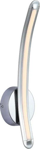 JONATHAN Y Aplique de pared de metal cromado de 17.7 pulgadas, lámpara curva moderna minimalista LED integrada regulable para baño, sala de estar,