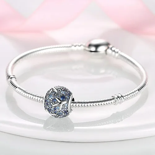 Miniatura 134 de MULA - Dijes de plata de ley 925 para pulseras y collares, colgantes de letras para la familia, cuentas de viaje en avión, dijes de árbol
